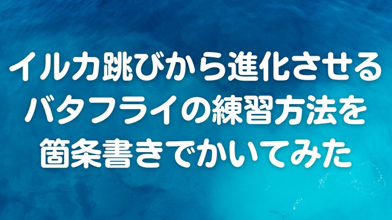 イルカ跳びから進化させるバタフライの練習方法を箇条書きでかいてみた