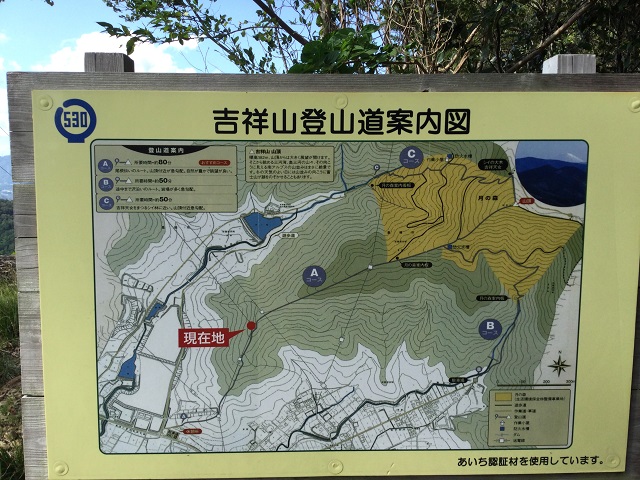 吉祥山登山道案内板