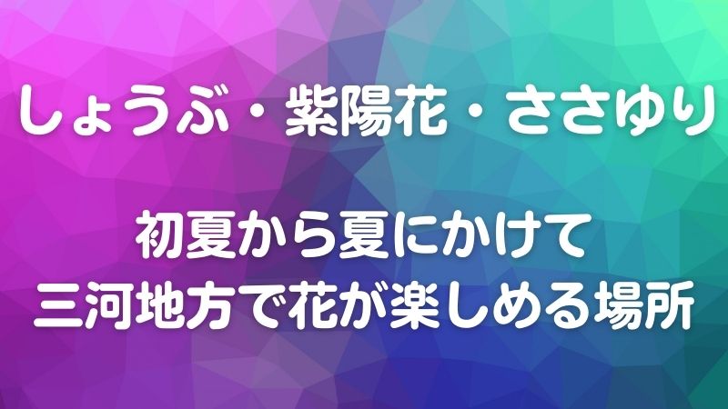 しょうぶ・紫陽花・ささゆり　初夏から夏にかけて三河地方で花が楽しめる場所