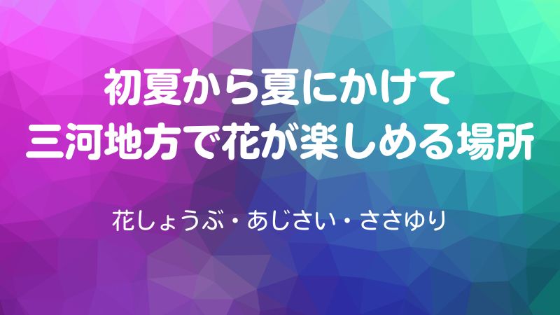初夏から夏にかけて三河地方で花が楽しめる場所　花しょうぶ・あじさい・ささゆり
